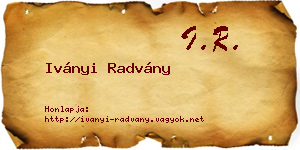 Iványi Radvány névjegykártya